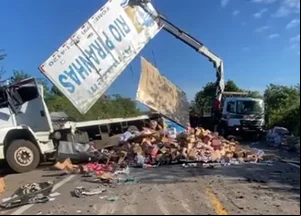 Caminhão tombou na BR 343 em Buriti dos Lopes