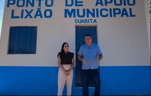 Prefeito Rogério Castro e a secretária municipal de Meio Ambiente, Ana Carla